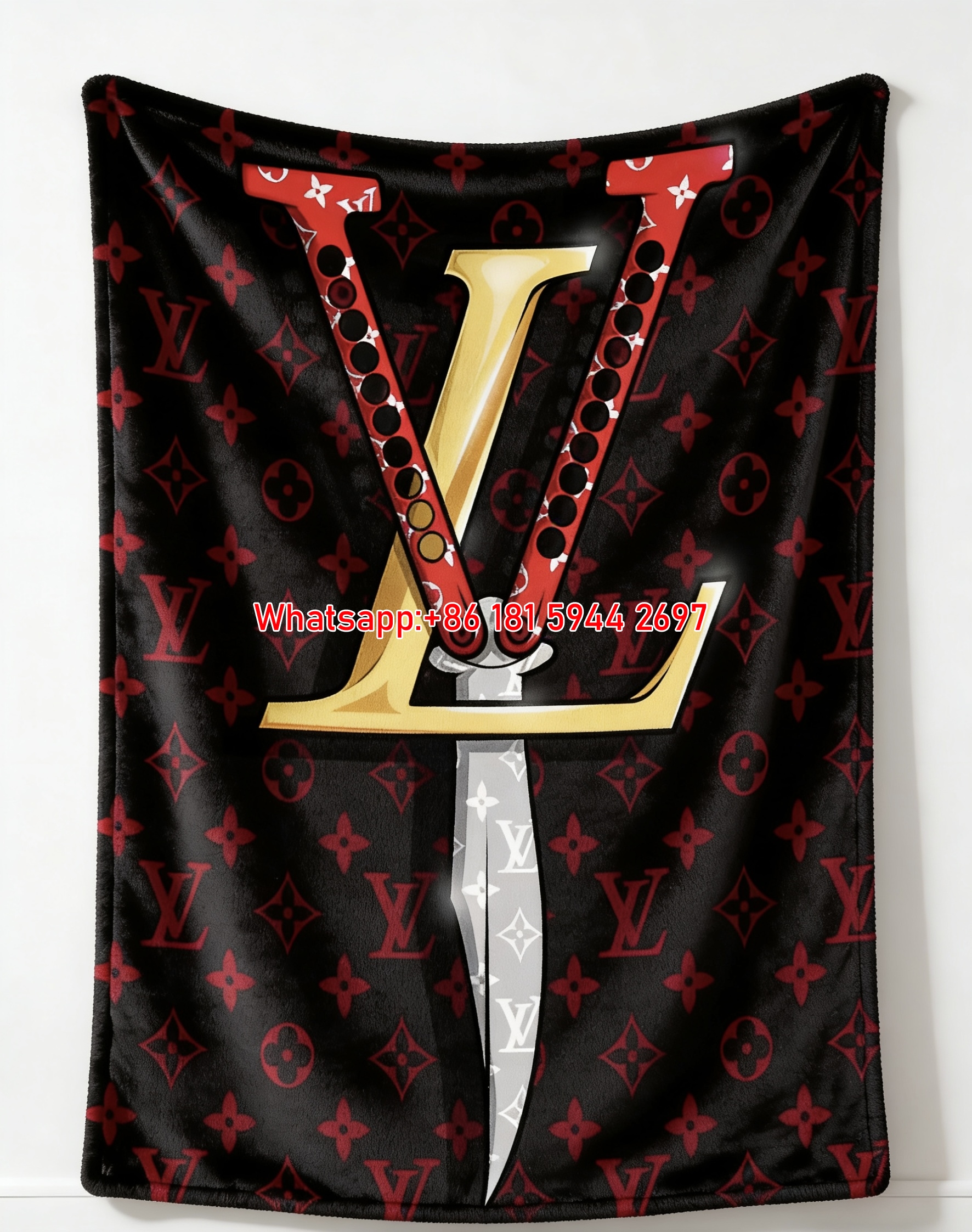 LV Butterfly Knife Blanket Red LV Dagger Throw 174